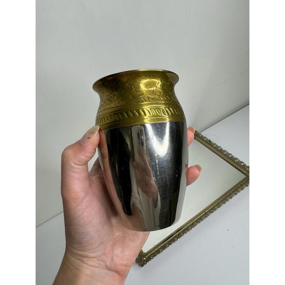 Stunning Rare Antique Silver and Brass Vases with Floral Design - Picture 6 of 10